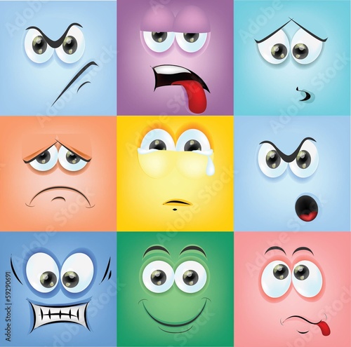 Wallpaper Mural Мультфильм лица с эмоциями Torontodigital.ca