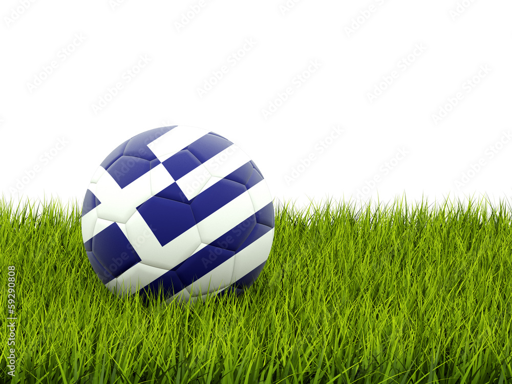 Football with flag of greece - obrazy, fototapety, plakaty 