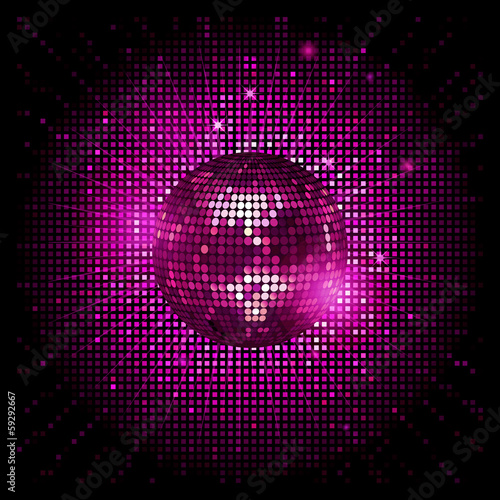 disco ball pink party background ai