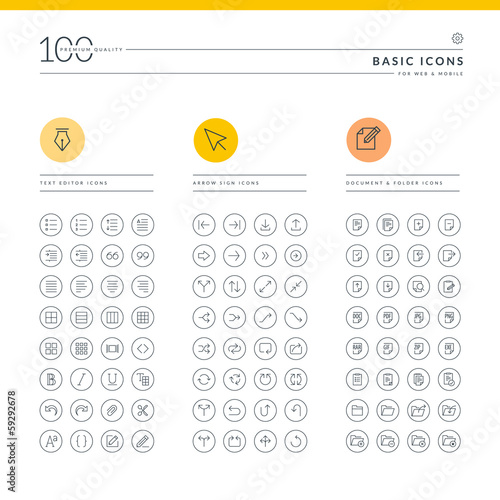 Set of basic icons for web and mobile