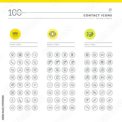 Set of contact icons for web and mobile