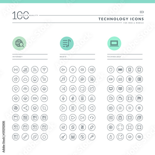Set of technology icons for web and mobile.