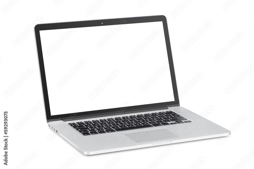 laptop with tilted back white monitor mockup laptop with tilted back white monitor mockup