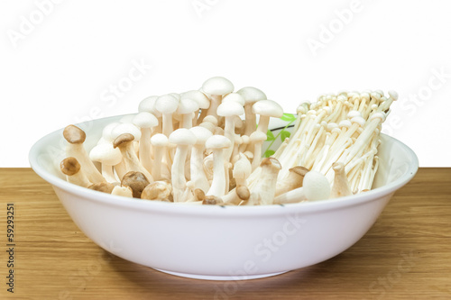 Fresh mushroom in dish