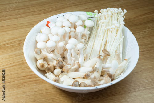 Fresh mushroom in dish