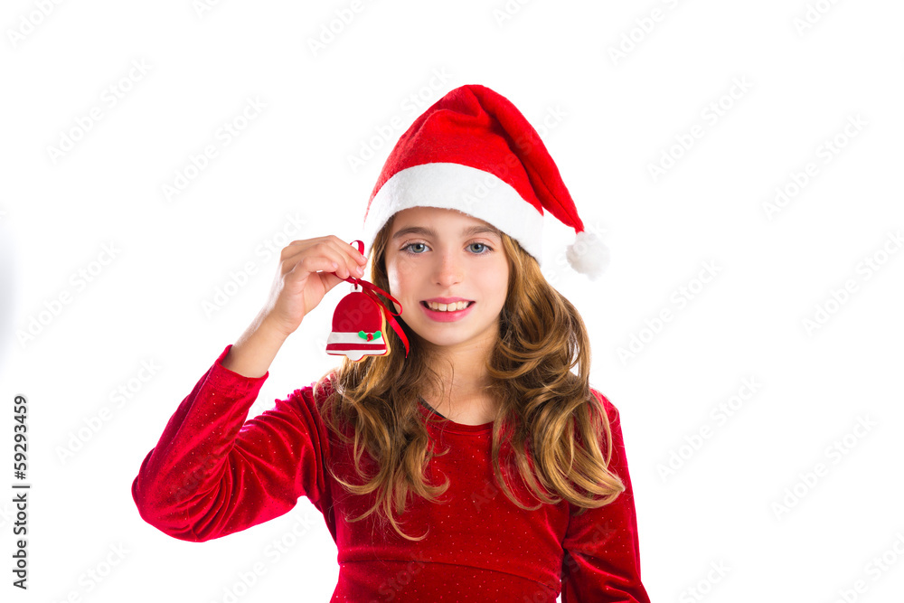 Christmas red bell cookie and Xmas dress kid girl Christmas red bell cookie and Xmas dress kid girl