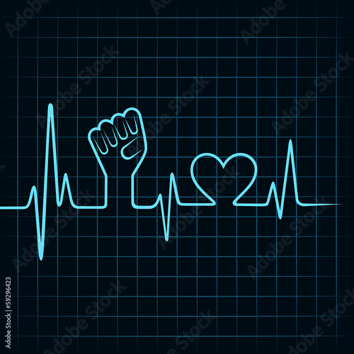 Heartbeat make unity hand and heart stock vector