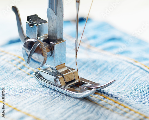 Sewing machine and jeans fabric