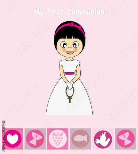 First Communion Invitation Card. Girl