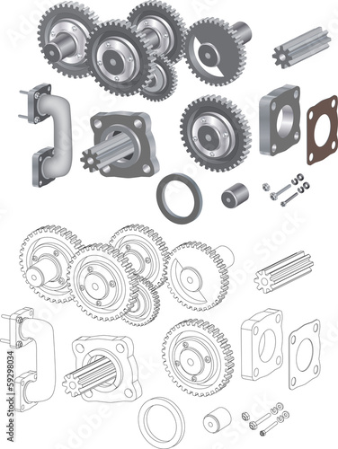 The complete set mechanisms and gears