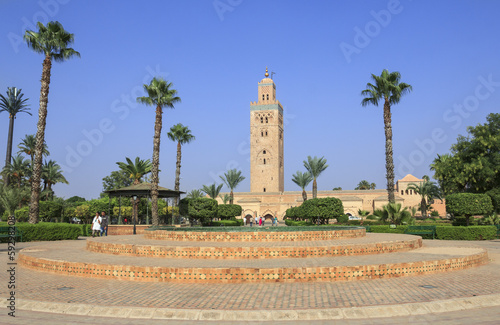 Minaret of the Koutoubia Mosque in Marrakesh, Morocco