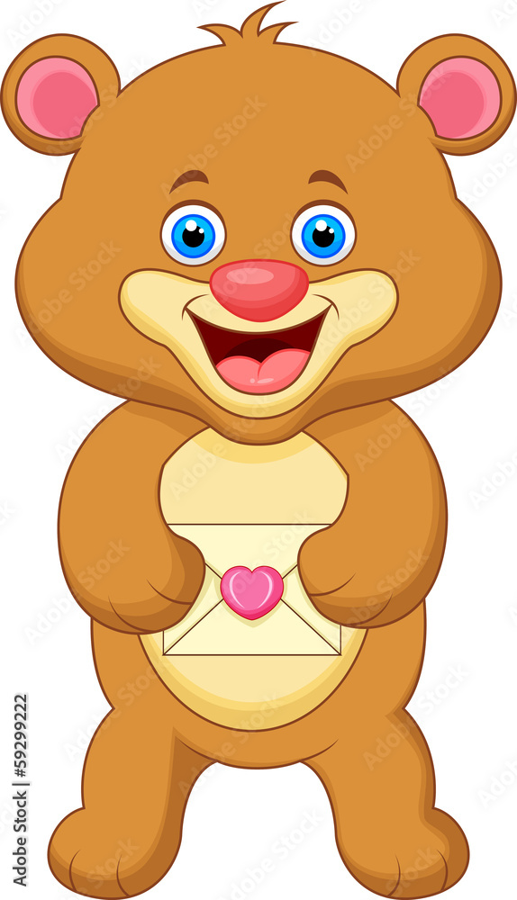 Obraz premium Bear cartoon holding envelope
