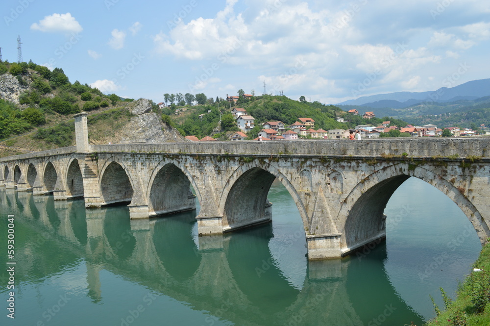 The old bridge from the 16th century on the Drina