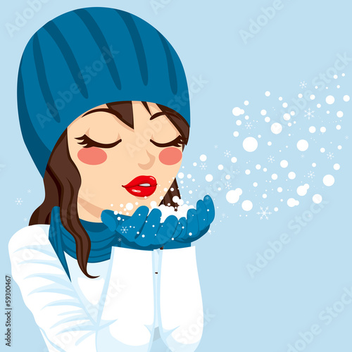 Woman Blowing Snow Christma...