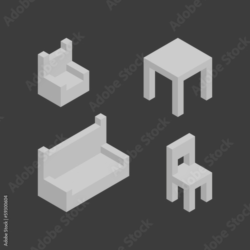 Vector isometric furniture