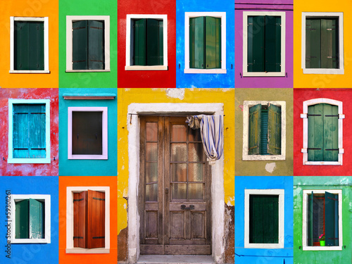 Windows collage with door