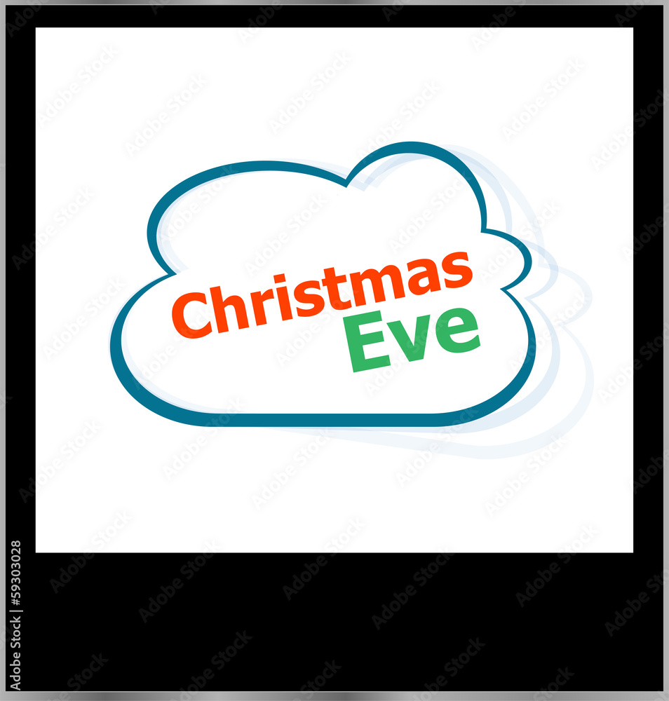 christmas eve word cloud on photo frame, isolated christmas eve word cloud on photo frame, isolated