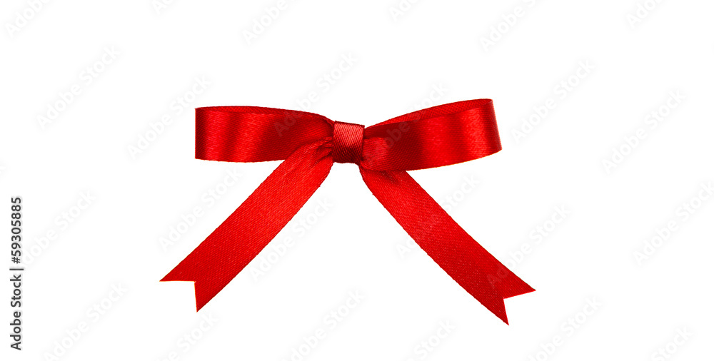 Shiny red ribbon on white background with copy space Shiny red ribbon on white background with copy space