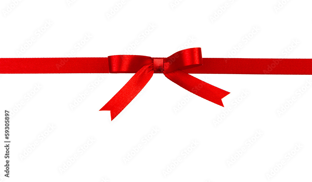 Shiny red ribbon on white background with copy space Shiny red ribbon on white background with copy space