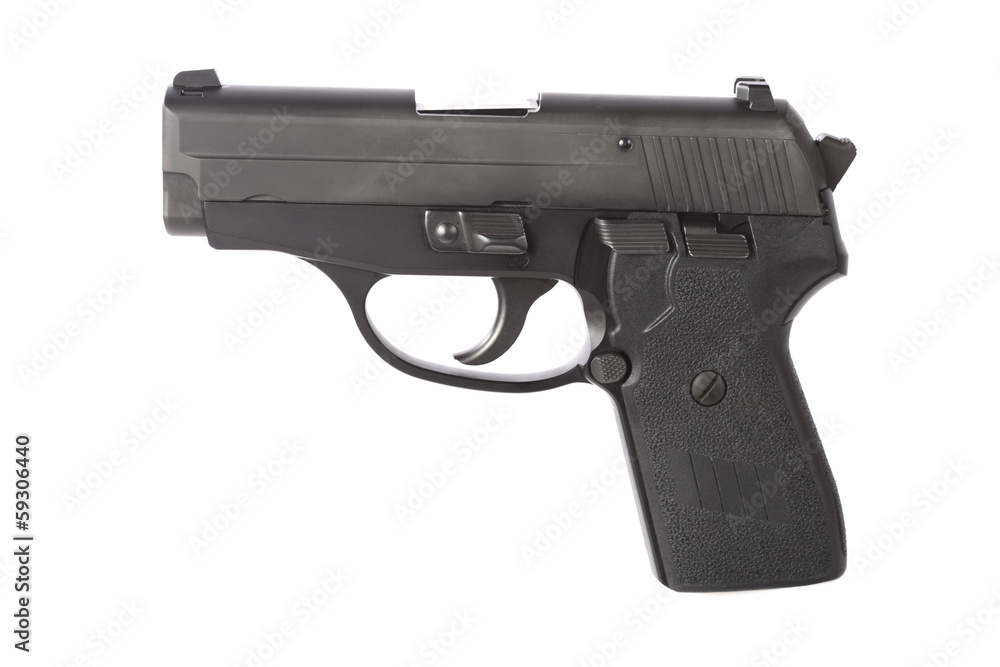 Left side of a hand gun Left side of a hand gun