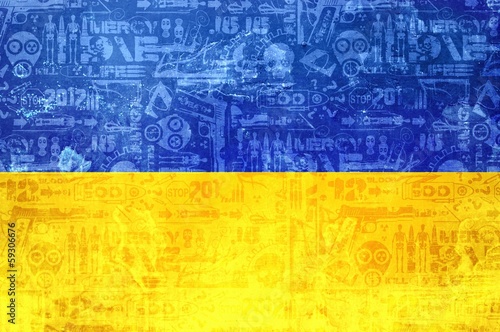 Fototapeta flag of ukraine - abstract conflict news background