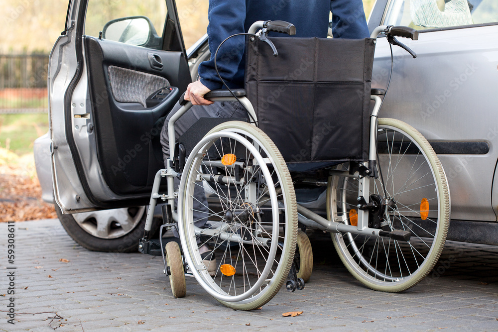 Car driver on wheelchair