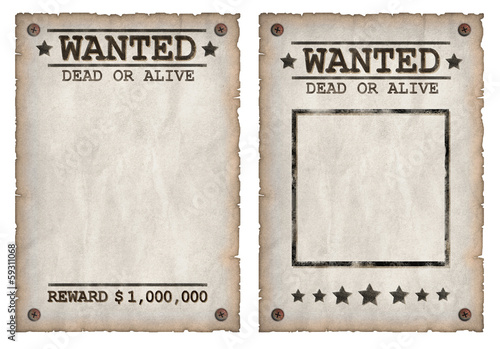 Wanted dead or alive grungy faded posters 