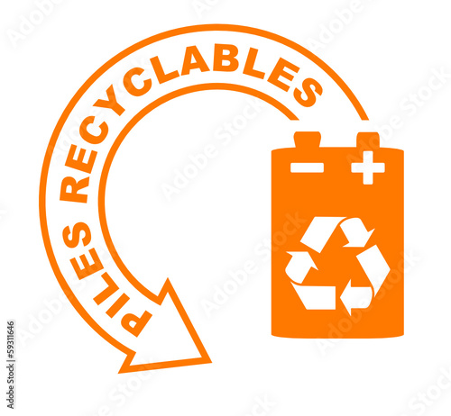piles recyclables flèche orange