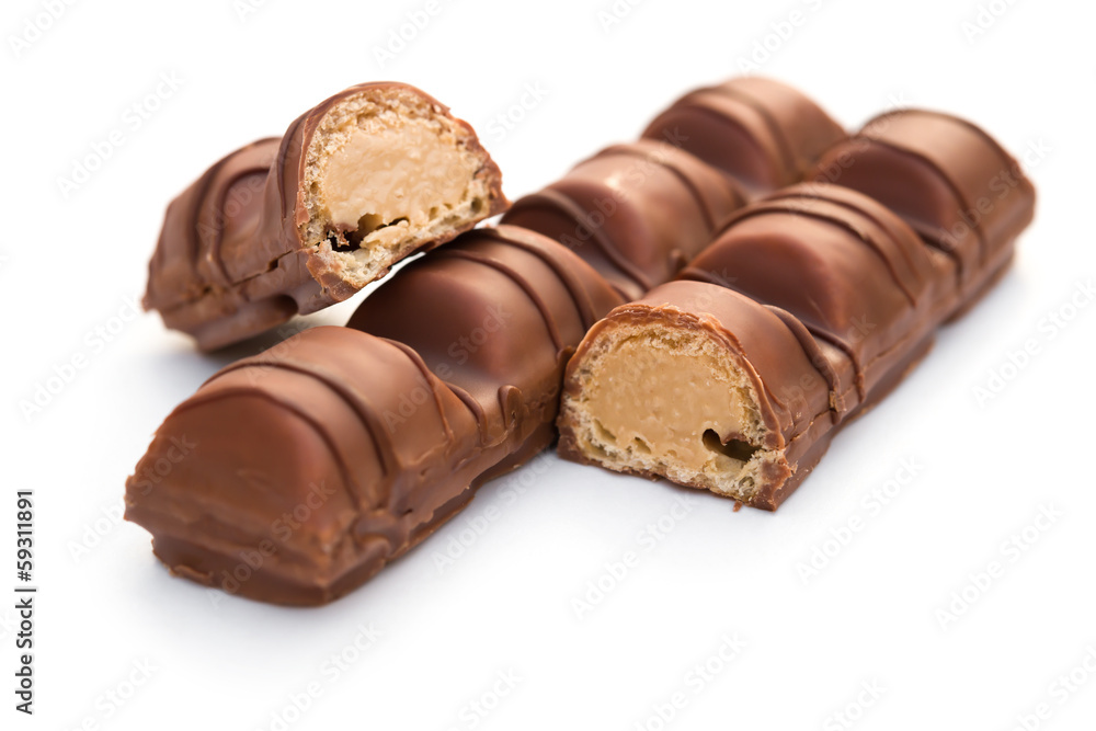 chocolate blocks on a white background chocolate blocks on a white background
