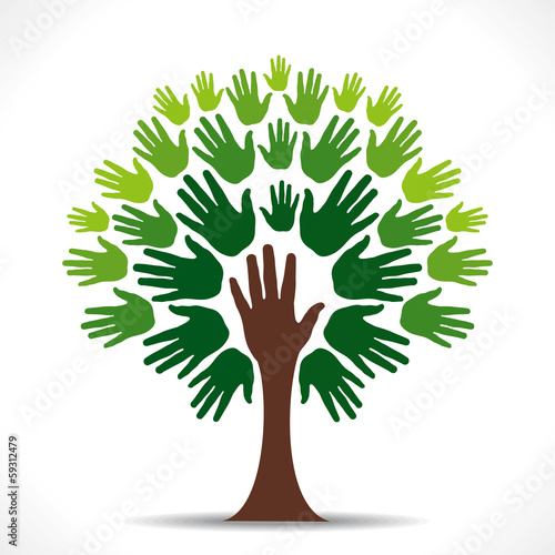 green hand tree vector