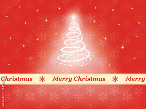 red Merry Christmas background with Xmas tree