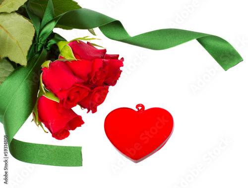 red roses and glass heart