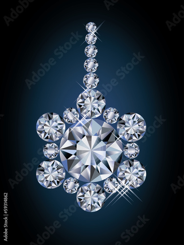 Cute diamond christmas ball, vector illustration