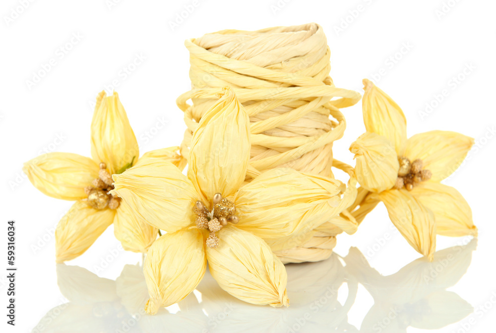 Decorative straw for hand made and flowers of straw, isolated Decorative straw for hand made and flowers of straw, isolated