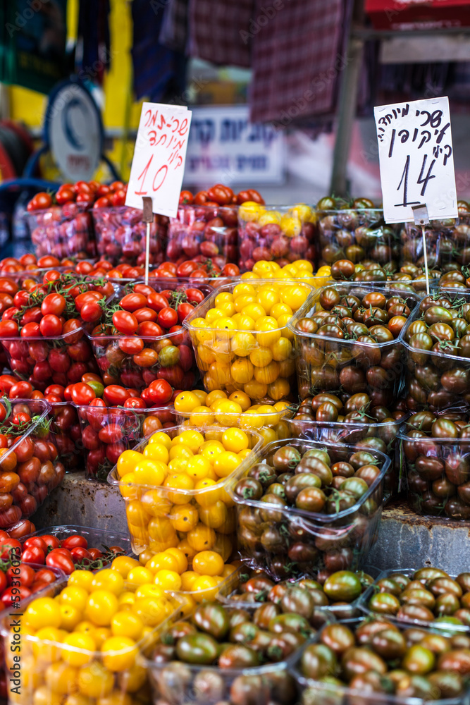Fresh cherry tomatos in local market in Israel.