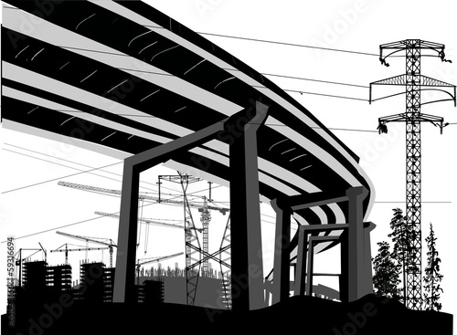 electric power pylon near overpass