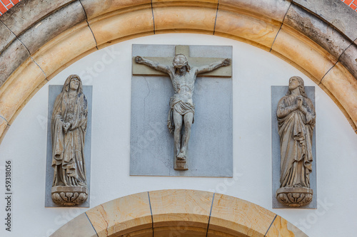 Crucified Jesus in front of Urakami (St. Mary's) CathedraL in Na photo