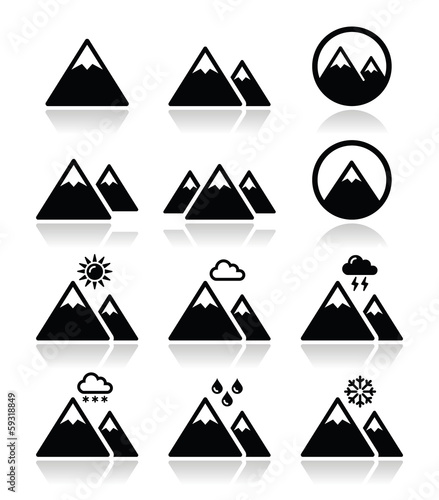 Mountain vector icons set