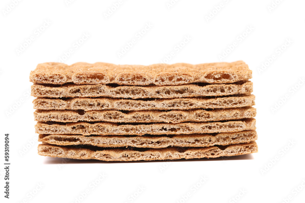 Stack of whole grain crisp bread. Stack of whole grain crisp bread.