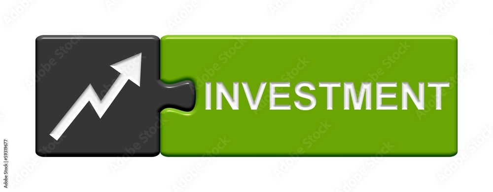 Puzzle-Button grau grün: Investment Puzzle-Button grau grün: Investment