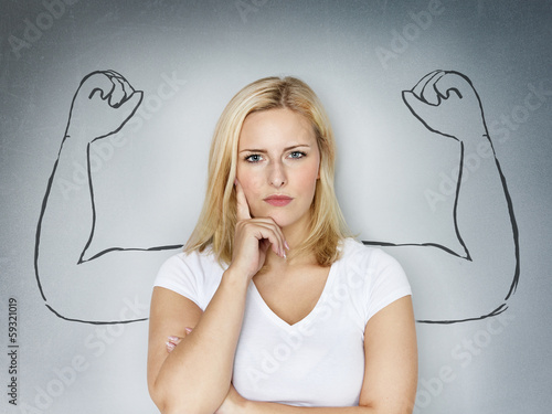 Bilde på lerret Woman wants to be strong as a horse