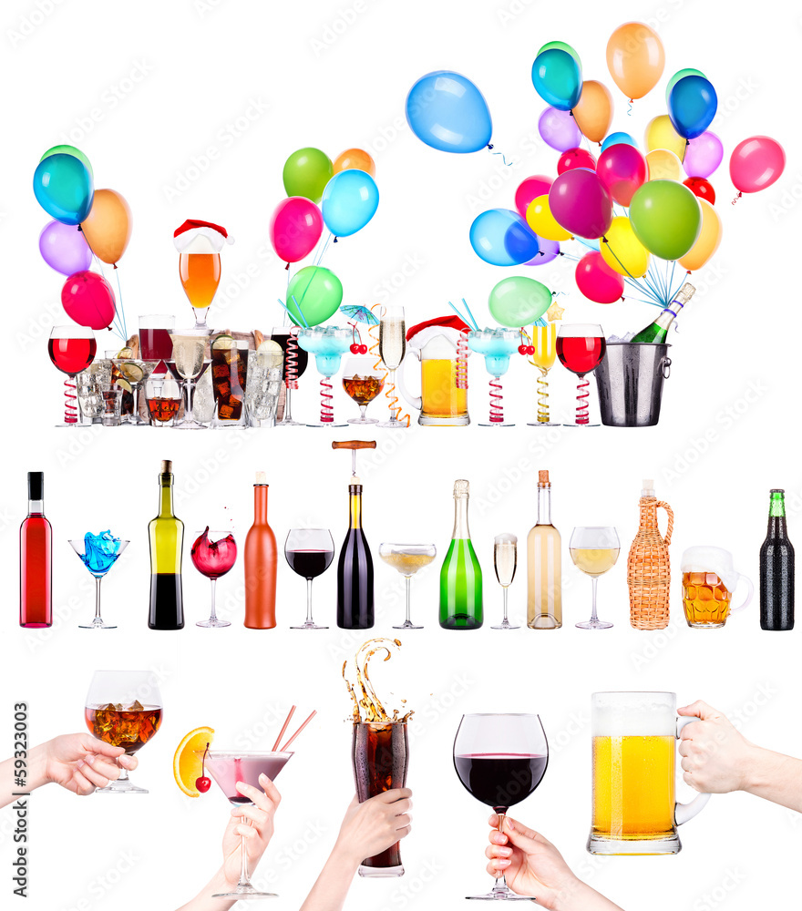 different alcohol drinks set isolated different alcohol drinks set isolated