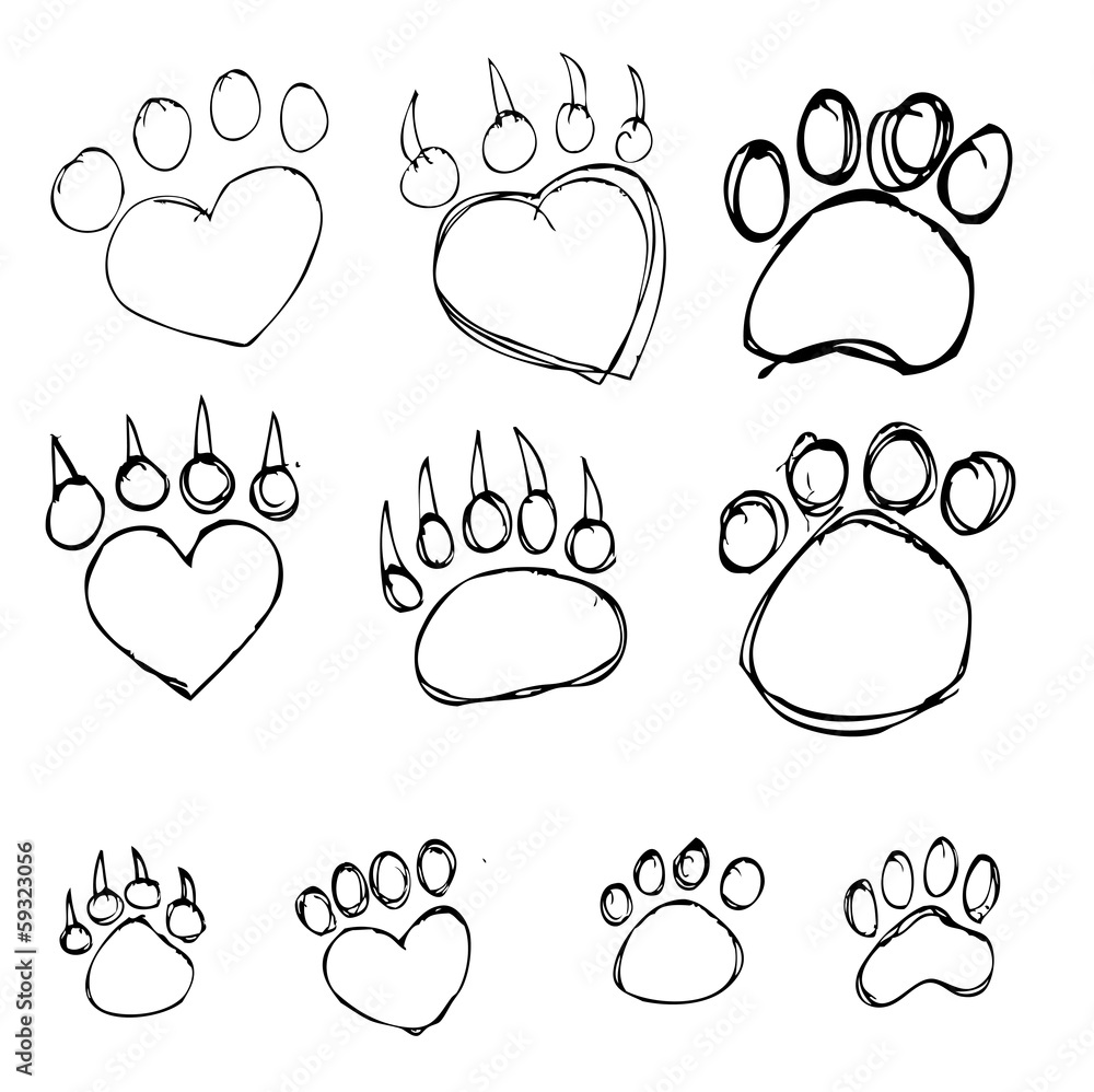 Animal foot print silhouettes Animal foot print silhouettes