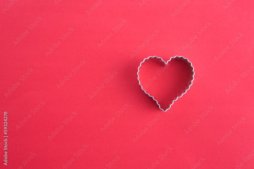 Heart shape on a red background