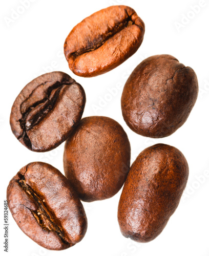 several roasted coffee beans