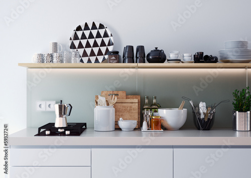 Küchenszene - detailed view of a kitchen photo