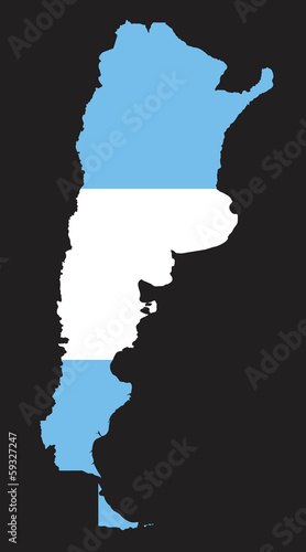 map and flag of Argentina on black background