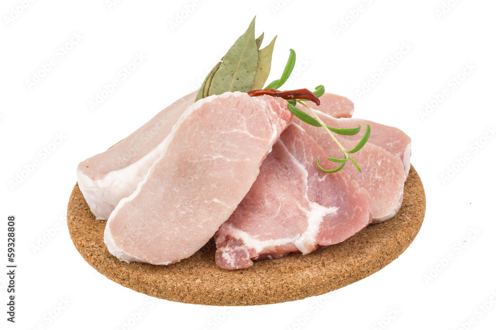 Raw pork steak