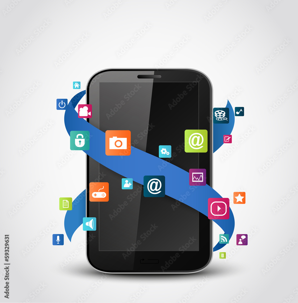 Mobile phone applications icons Mobile phone applications icons
