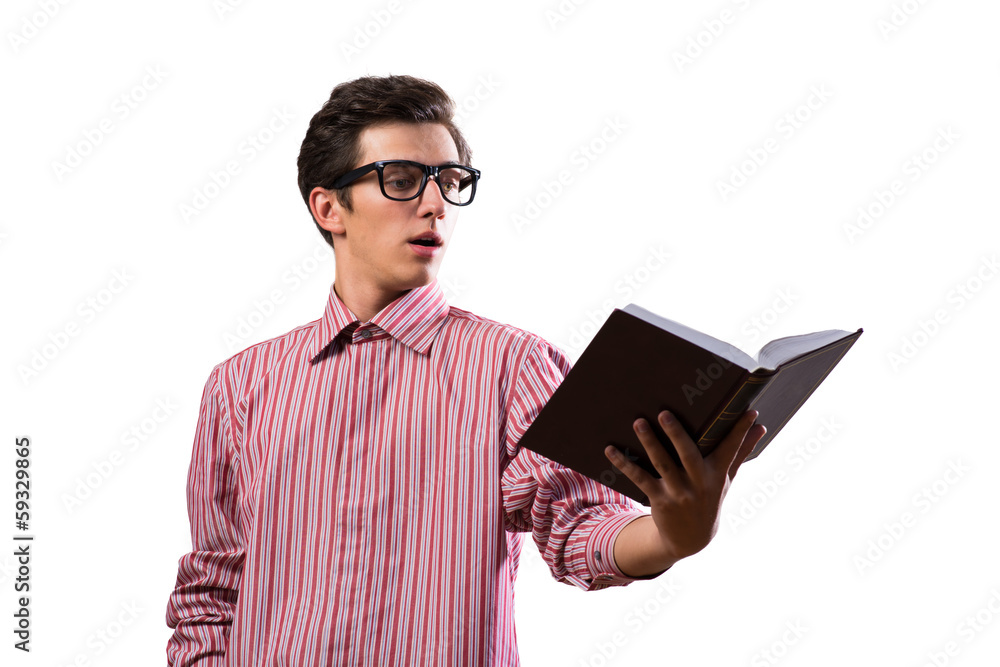 young man reading a book young man reading a book